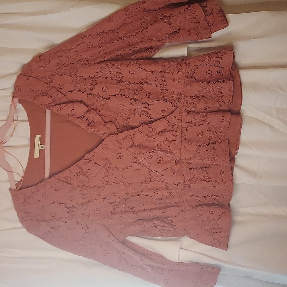 Lace Floral Peplum Blouse by JUNE & HUDSON